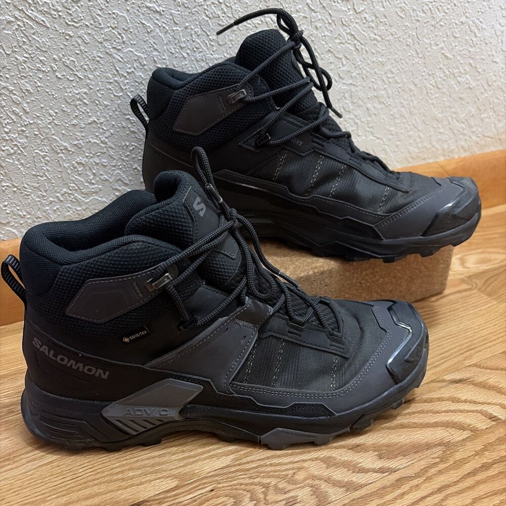 Men’s SALOMON X Ultra 5 Mid GTX  10.5 Gore-Tex Hiking Boots Black Gray Shoes